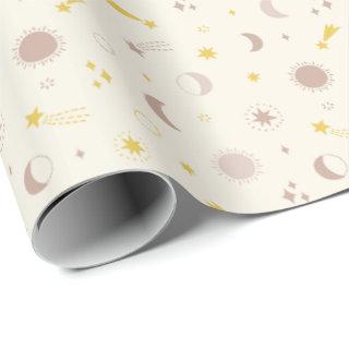 Cute Space Sun Moon and Stars on cream