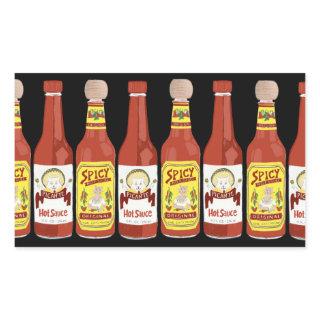 Cute Spicy Cats hot sauces illustration black Rectangular Sticker