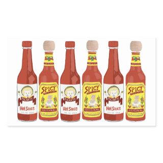 Cute Spicy Cats hot sauces illustration white Rectangular Sticker