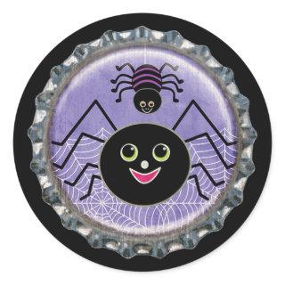 Cute Spiders Halloween Bottle Cap Classic Round Sticker