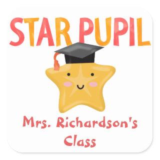 Cute Star Pupil Classroom Square Sticker