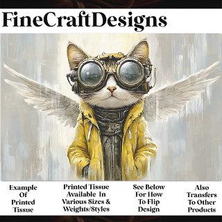 Cute Steampunk Cat With Wings, Rain AX8 Decoupage Tissue Paper