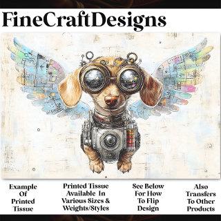 Cute Steampunk Flying Dachshund AW2 Decoupage Tissue Paper
