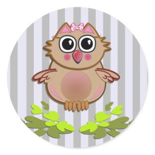 Cute sticker with Baby Owl's first flight