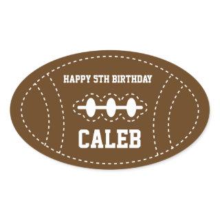 Cute Stitched Football Baby Shower Birthday Party Oval Sticker