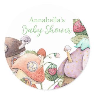 Cute Strawberry Garden Fairy Houses Classic Round Sticker