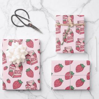 Cute Strawberry Milk Pink Pattern  Sheets