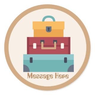 Cute suitcase travel adventure add message sticker