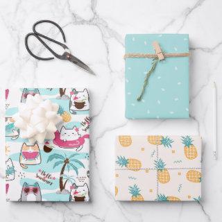 Cute Summer Cat Pineapple  Sheets