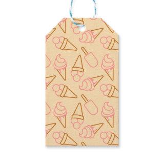 Cute summer food with outline ice cream contours gift tags