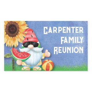 Cute Summer Gnome Family Reunion Rectangular Sticker