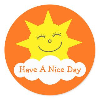 Cute Sun & Cloud Have A Nice Day Orange Stickers