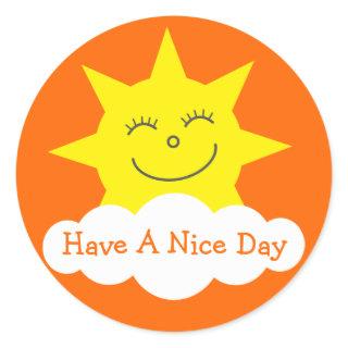 Cute Sun & Cloud Have A Nice Day Orange Stickers