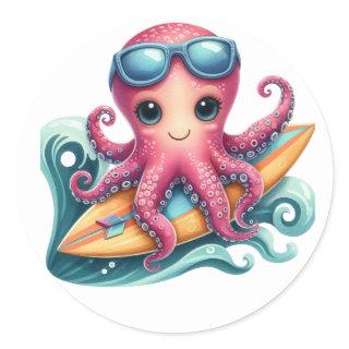 Cute Surfing Octopus Stickers