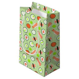 Cute Sushi Pattern Green Small Gift Bag