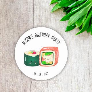 Cute Sushi Rolls Birthday Classic Round Sticker