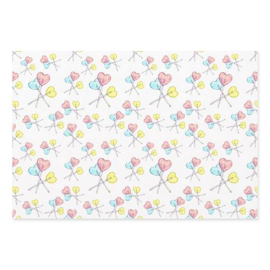cute sweet candy heart lollipops wrappings  sheets