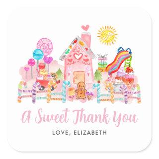 Cute Sweet Celebration Candyland Kids Birthday Square Sticker