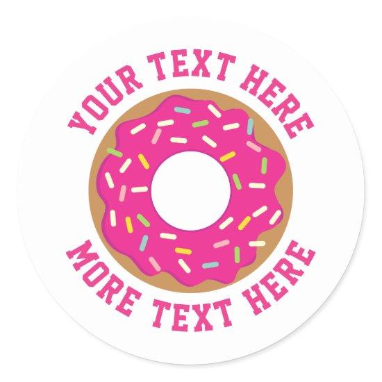 Cute sweet pink donut with sprinkles custom classic round sticker