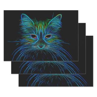 Cute Tabby Cat Design Blue Green Black Pop Art  Sheets