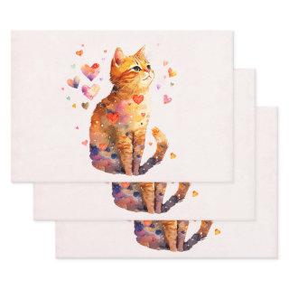 Cute Tabby Cat with Hearts  Sheets