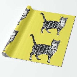 Cute Tabby Cat Yellow Colorful art