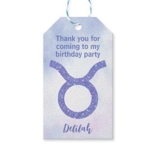 Cute Taurus Astrology Sign Custom Birthday Party Gift Tags