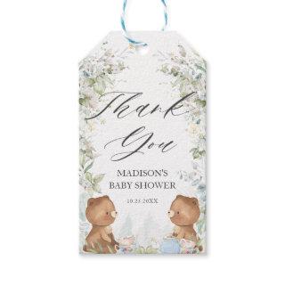 Cute Teddy Bears Twins Baby Shower Tea Party Favor Gift Tags