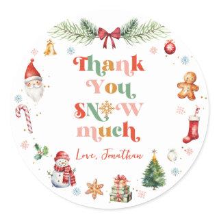 Cute Thank You Snow Much Christmas Birthday Party Classic Round Sticker