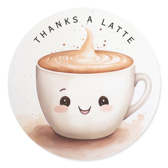Cute Thanks a Latte Classic Round Sticker