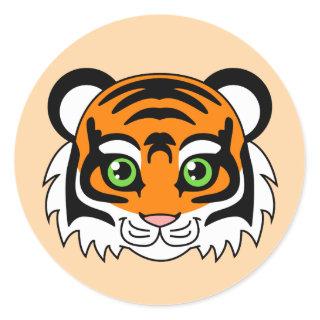 Cute Tiger Orange Classic Round Sticker