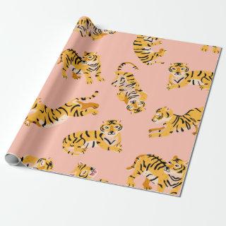 Cute tigers seamless pattern