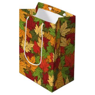cute tiled leaf pattern seasonal  medium gift bag