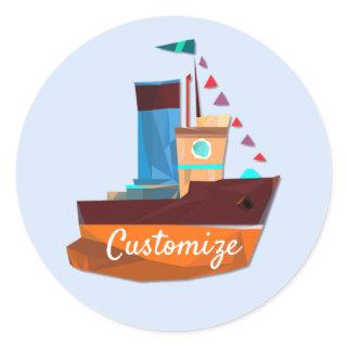 Cute Tiny Tugboat Thunder-Cove  Classic Round Sticker