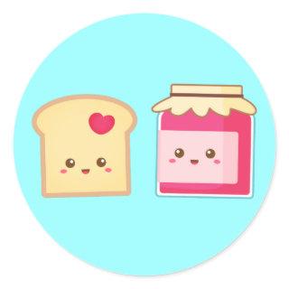 Cute Toast and Strawberry Jam, Spread Love Classic Round Sticker