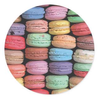 Cute Trendy Colorful French Macaron Cookie Pattern Classic Round Sticker