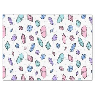 Cute Trendy Pastel Gemstones Gems Crystal Pattern Tissue Paper
