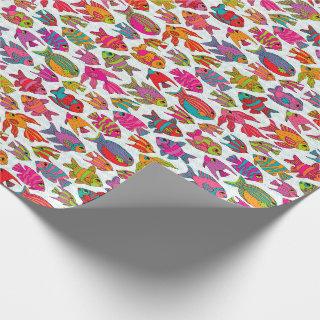 Cute Tropical Fish Red Turquoise Purple Pattern