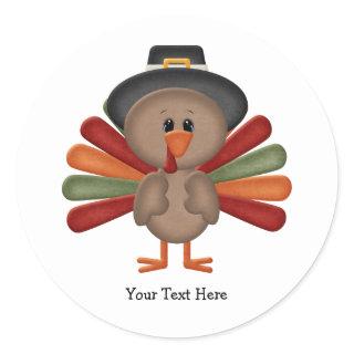 Cute Turkey Thanksgiving (customizable) Classic Round Sticker