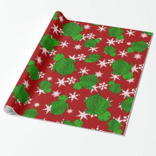 Cute turtle red snowflakes