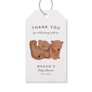 Cute Twin Bears Theme Baby Shower Thank You Gift Tags