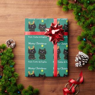 Cute Two Cat Merry Christmas Lights Personalized