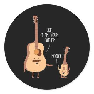 Cute Uke I Am Your Father Funny Ukulele Guitar Classic Round Sticker