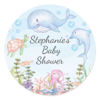 Cute Under the Sea Baby Shower Favor Sticker