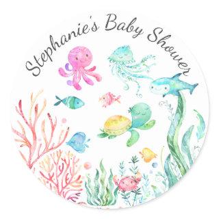 Cute Under the Sea Baby Shower Favor Sticker