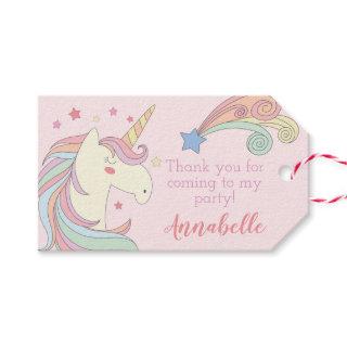 Cute Unicorn Birthday Thank You Gift Tags