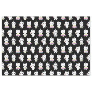 Cute Unicorn Cats Black Patterns Tissue Paper