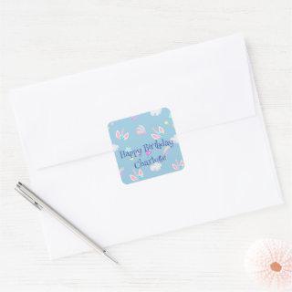 Cute Unicorn face rainbow gradient birthday party  Square Sticker