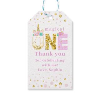 Cute Unicorn Horn 1st Birthday Gold Glitter Gift T Gift Tags