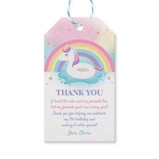Cute Unicorn Pool Birthday Party Thank You Favor Gift Tags